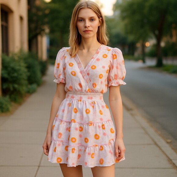 NWT TAYLOR FLORAL ELASTIC WAISTBAND RUFFLES DRESS MULTICOLORED S -8 - Picture 1 of 7